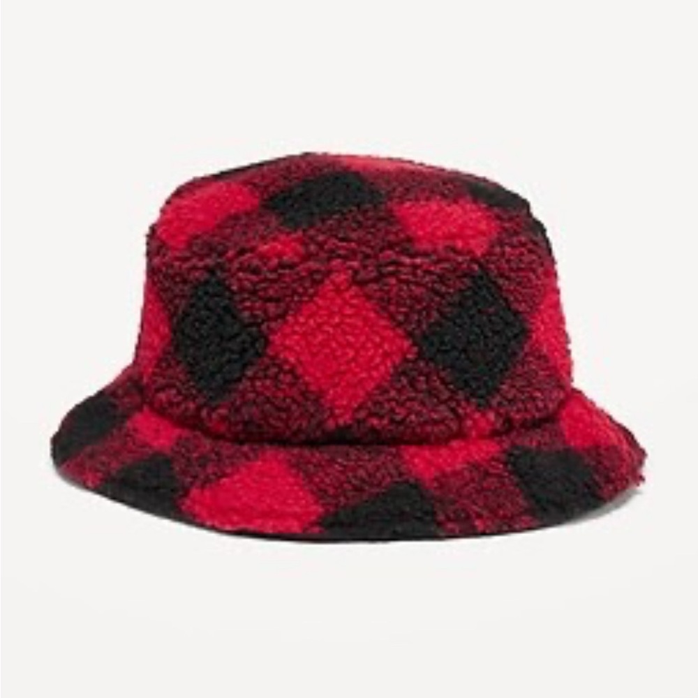 Red and Black Plaid Bucket Hat / Reversible